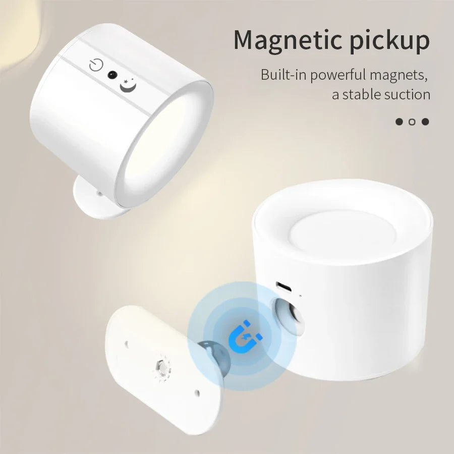 LED Wall Sconces with Touch Control, Double-Head Design, 360° Rotatable, 3-Color Options, Wireless Night Lights for Bedroom