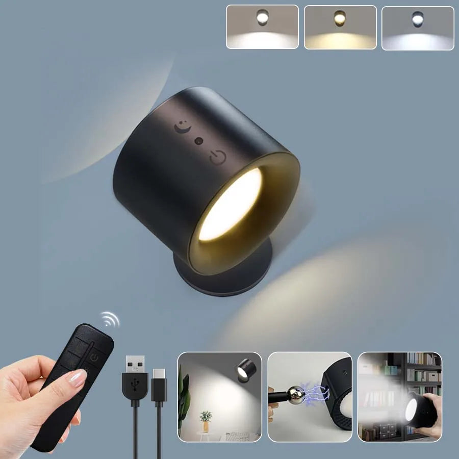 LED Wall Sconces with Touch Control, Double-Head Design, 360° Rotatable, 3-Color Options, Wireless Night Lights for Bedroom