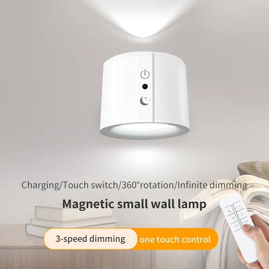 LED Wall Sconces with Touch Control, Double-Head Design, 360° Rotatable, 3-Color Options, Wireless Night Lights for Bedroom