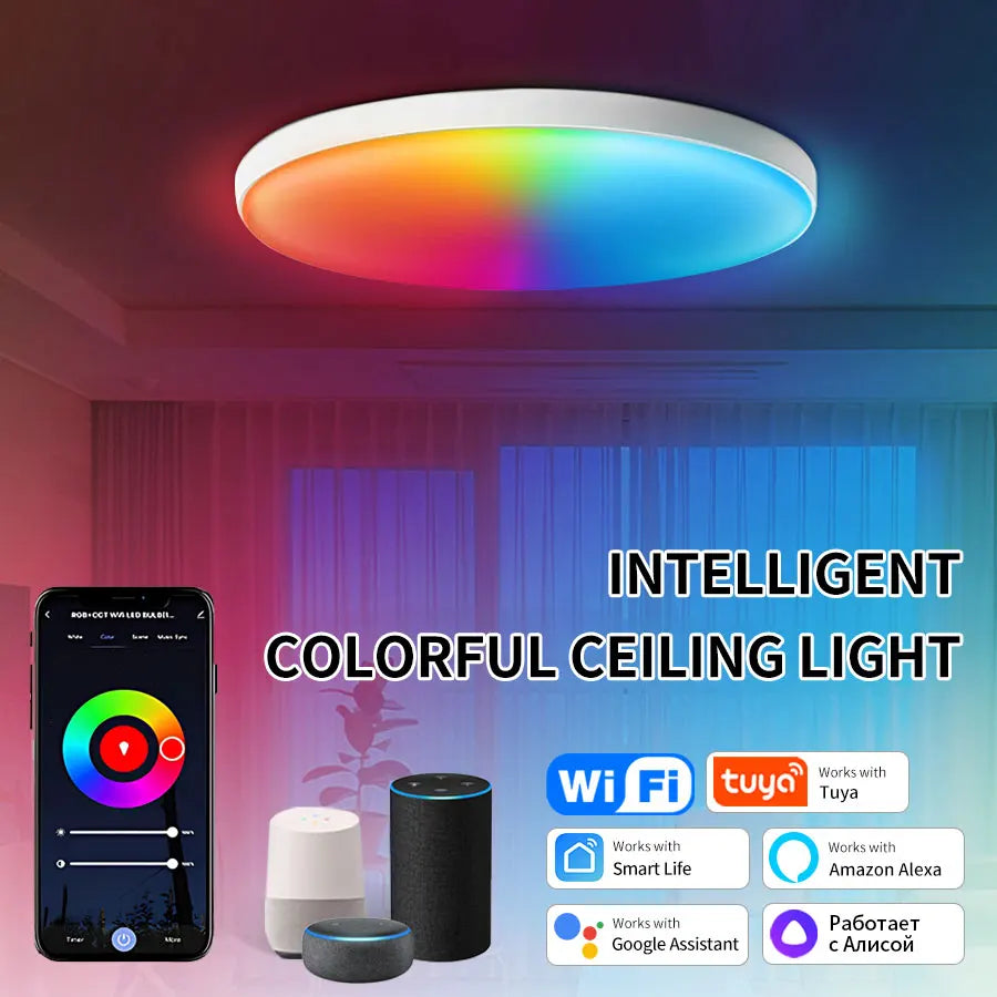 Tuya Smart Wifi LED Ceiling Light 220V APP Connection Wireless Switch Voice Control Comfortable Home Room Bathroom Lighting
