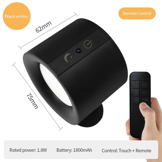 LED Wall Sconces with Touch Control, Double-Head Design, 360° Rotatable, 3-Color Options, Wireless Night Lights for Bedroom