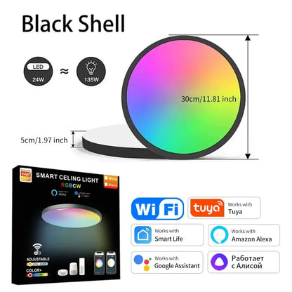 Tuya Smart Wifi LED Ceiling Light 220V APP Connection Wireless Switch Voice Control Comfortable Home Room Bathroom Lighting